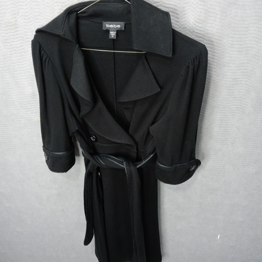 Bebe women's black polyester double breasted belte